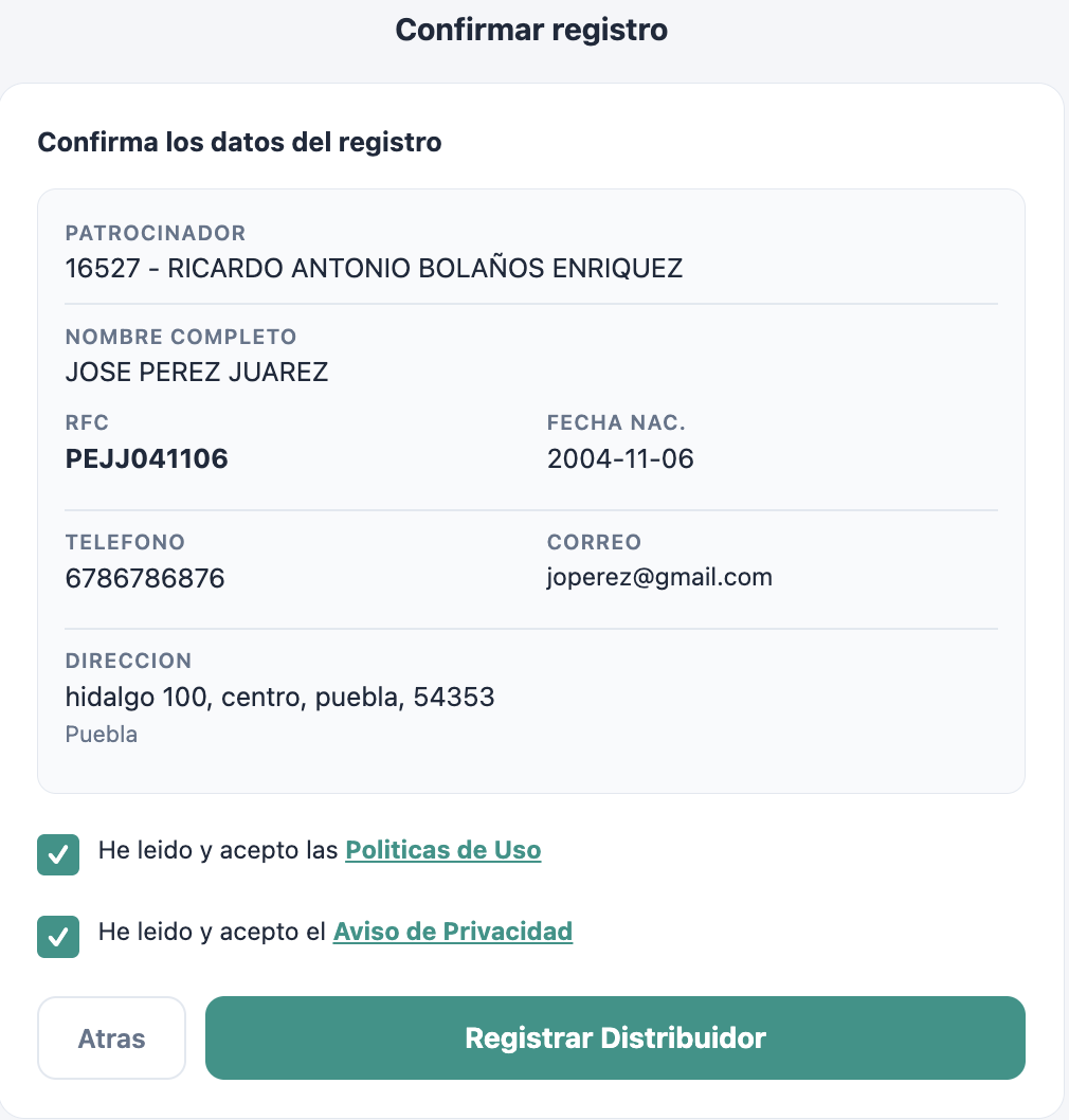 Confirmar registro